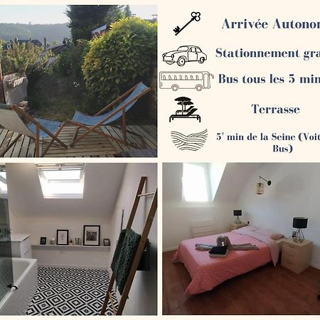 Le Nid Normand Avec Terrasse - Stationnement Facile Et Gratuit - 5 Min Seine Leilighet Deville-les-Rouen Eksteriør bilde